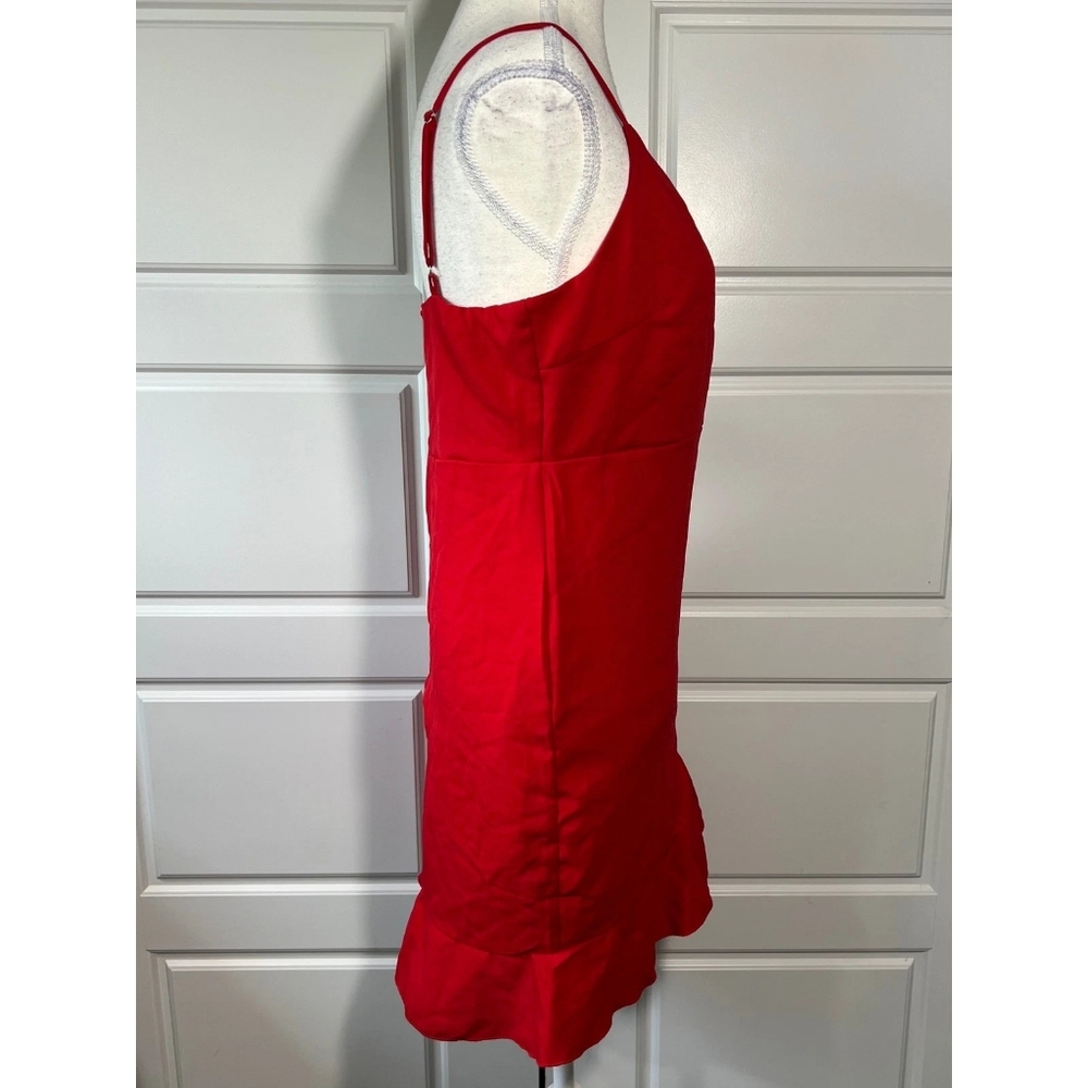 Red Ruffled Spaghetti-Strap Dress - Picture 2 of 4